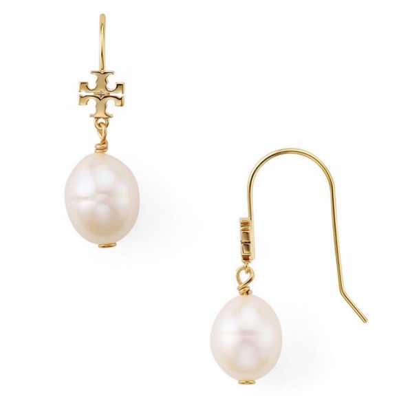 Tory Burch Jewelry - TORY BURCH • Pearl Drop Logo Earrings